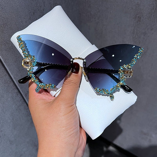 Diamond Butterfly Sunglasses - ElectricDanceCulture - Blue