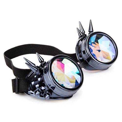 Kaleidoscope Steampunk Goggles - ElectricDanceCulture - Black & Blue