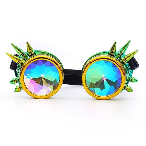 Kaleidoscope Steampunk Goggles - ElectricDanceCulture - Yellow Green