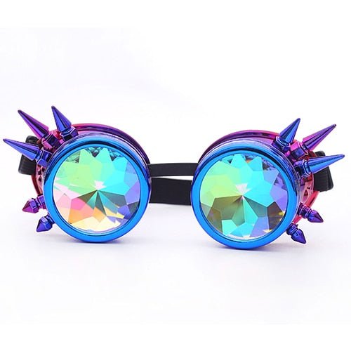 Kaleidoscope Steampunk Goggles - ElectricDanceCulture - Blue Purple