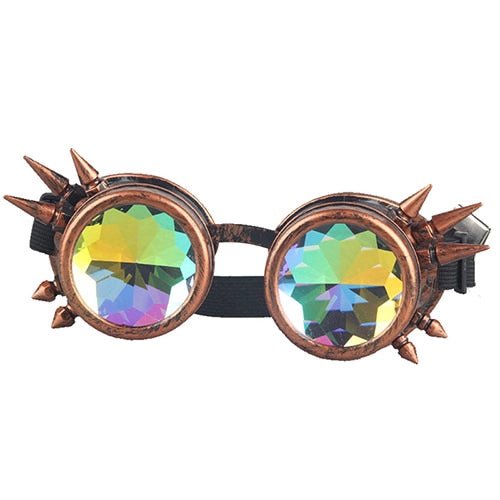 Kaleidoscope Steampunk Goggles - ElectricDanceCulture - Ancient Red