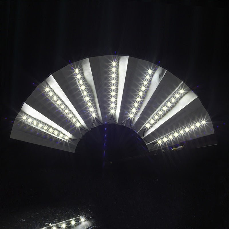LED Folding Fan - ElectricDanceCulture - White