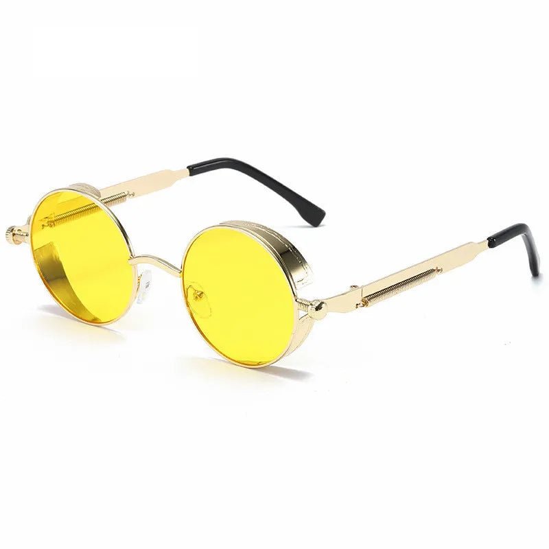 Metal Frame Circle Sunglasses - Vintage - ElectricDanceCulture - Gold Frames Yellow Lenses
