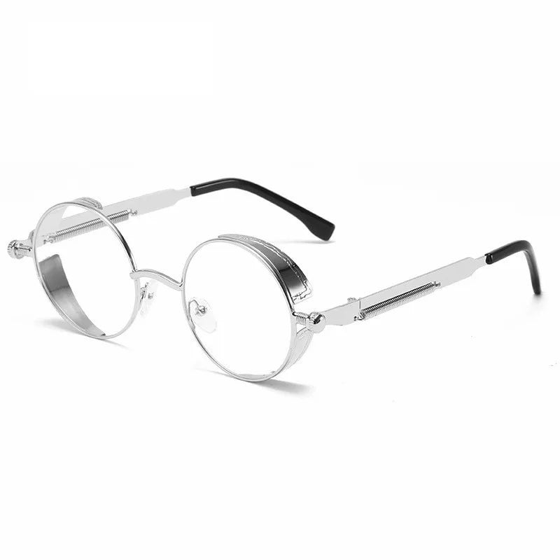 Metal Frame Circle Sunglasses - Vintage - ElectricDanceCulture - Silver Frames Clear Lenses