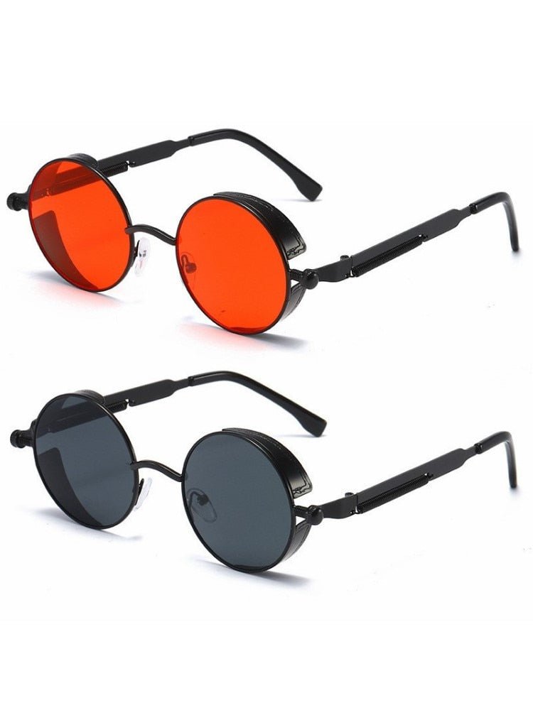 Metal Frame Circle Sunglasses - Vintage - ElectricDanceCulture - Black Frame Gray Lenses