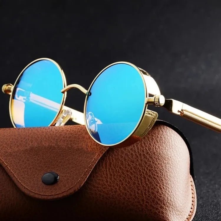 Metal Frame Circle Sunglasses - Vintage - ElectricDanceCulture - Black Frame Gray Lenses