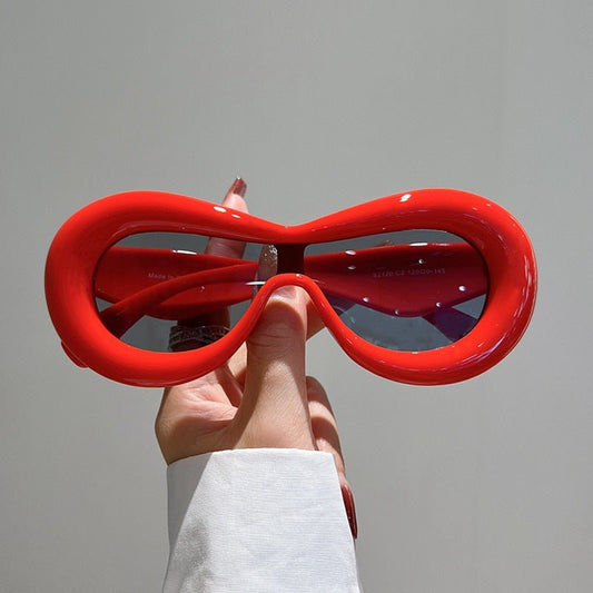 Oval Sunglasses - ElectricDanceCulture - Red