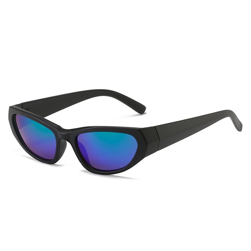 "We're In" Sunglasses - ElectricDanceCulture - Black Frame with Blue-Green Lenses